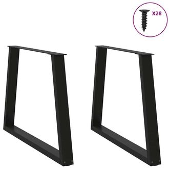 Berkfield Home Modern Dining Table Legs V-Shape 2 pcs Black 100x(72-73.3) cm Steel