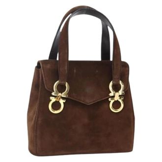 Ferragamo Pre-owned Handbags, female, Brown, Size: ONE SIZE Pre-owned Suede Handbag
