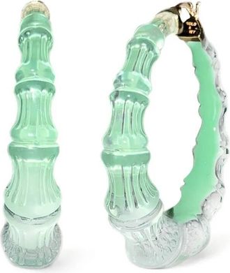 Gold & Honey Womens Bamboo Illusion Lucite Hoop Earrings In Mint
