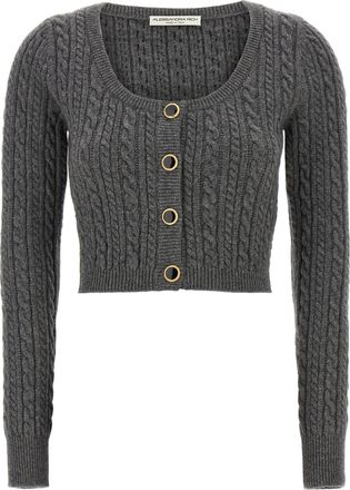 Alessandra Rich Cropped Wool Cardigan