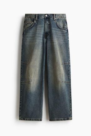 H&M Baggy Darted Jeans in Dusty Denim Blue at Nordstrom, Size 28 X 32