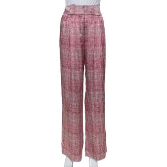 Emporio Armani Pink & Grey Printed Silk Palazzo Pants