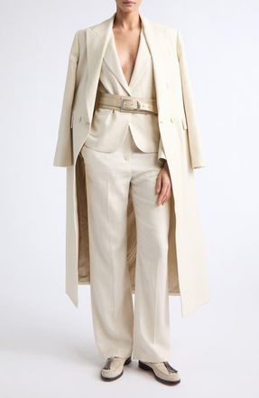 Eleventy Stretch Wool, Silk & Linen Pants in 00 Ivory at Nordstrom, Size 48