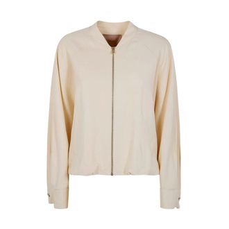 Twinset Bomber Jackets, female, Beige, Size: 2XS Bomber Jacket with Kimono Sleeves