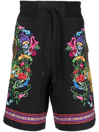 Versace Jeans Couture Shorts sportivi con stampa - Nero
