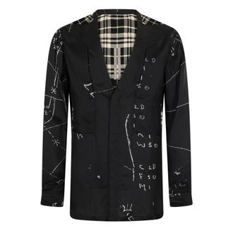 Rick Owens Blazers, male, Black, Size: 4XL Larry Shirt with Contrast Print