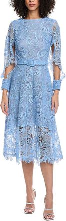 Oscar De La Renta Bellflower Guipure Silk-Lined Midi Dress