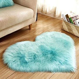 OEM Alfombra Peque&ntilde;a De Imitaci&oacute;n De Piel De Oveja Con Forma De Coraz&oacute;n De 40 X 50 Cm / 15,7 X 19,6 Pulgadas, Suave, Larga, Mullida Y Esponjosa, Ideal Par