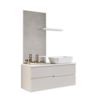 Aquadesign Mueble de ba&ntilde;o 4 piezas en mdf blanco mate