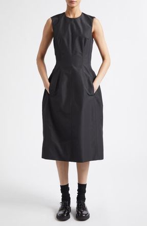 Jil Sander Technical Faille Midi Dress in Black at Nordstrom, Size 40