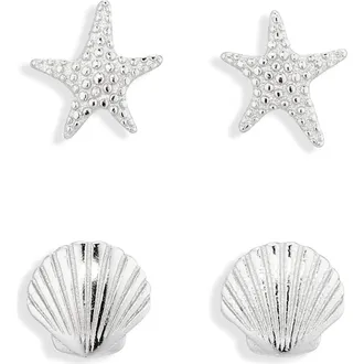 Argento Vivo Sea Life Set of 2 Stud Earrings in Silver at Nordstrom Rack
