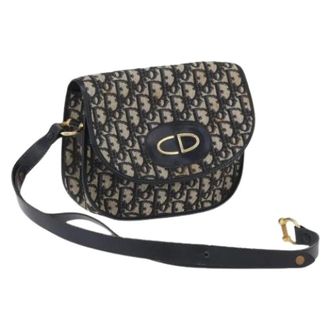 Dior Pre-owned Cross Body Bags, female, Blue, Size: ONE SIZE Pre-owned Vintage Trotter Canvas Shoulder Bag