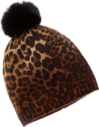 Sofiacashmere Sofiacashmere Dip-Dye Leopard Cashmere Hat