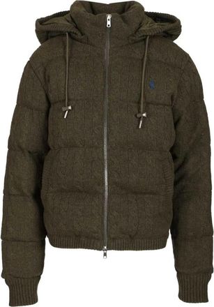 Polo Ralph Lauren Cable-Knit Wollen Kasjmier Puffer Jacket - Dames - Winterjassen - Groen - M - Wol - Jassen