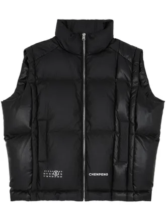 Maison Margiela x Chen Peng logo-print padded gilet - men - Viscose/Down/Feather - M - Black