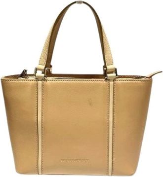 Burberry Pre-owned Handbags, female, Beige, Size: ONE SIZE Pre-owned Classic Check Canvas Leather Handbag