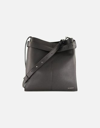 Givenchy Mens Medium Leather Belted Bag Black - Size: OS