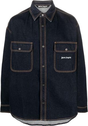 Palm Angels Camicia di jeans ricamata con logo Palm Angels Palm Angles