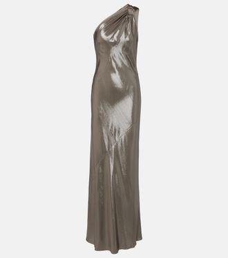 Max Mara Odissea one-shoulder lam&eacute; gown