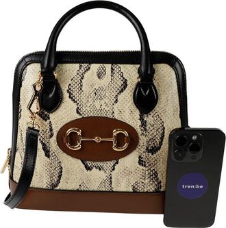 Gucci White Leather Horsebit Small Top Handle Tote