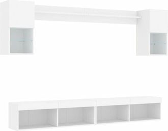 vidaXL 6 Piece TV Wall Units with LED White Engineered Wood vidaXL