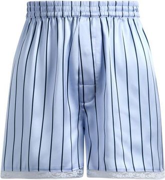 SKIMS Woven Shine Lace Boxer Shorts in Periwinkle Wide Stripe at Nordstrom, Size Xx-Small