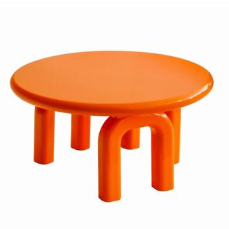Oviala Mesa de centro redonda de 80 cm en MDF lacado en naranja