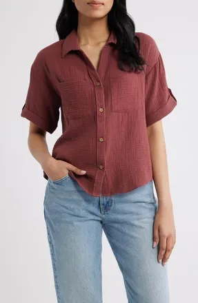 Beach Lunch Lounge River Gauze Shirt in New Rusty at Nordstrom, Size X-Small