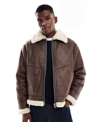 Jack & Jones Giubbotto stile aviatore marrone cioccolato