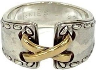 Herm&egrave;s Gold Silver Yellow Gold (18K) Silver 925 Band Ring (Pre-Owned)