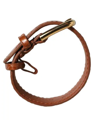 Dolce & Gabbana Brown Textured Leather Gold Buckle Belt Strap Womens Bracelet
