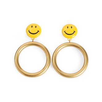 Moschino Accessoires, Dames, Geel, ONE Size, Metalen oorbellen voor vrouwen