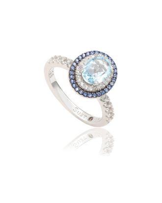 Suzy Levian Silver 0.02 Ct. Tw. Diamond & Gemstone Ring