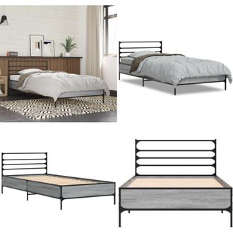 vidaXL Giroletto senza Materasso Rovere Sonoma 90x190 cm - Letto con gambe in metallo - Letto con doghe in compensato