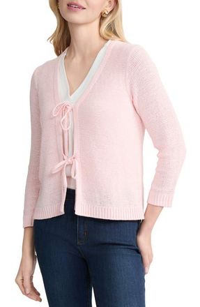 Jones New York Tie Front Cardigan in Petal Pink at Nordstrom, Size X-Large