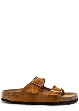 Birkenstock Arizona Brushed Suede Sliders - Tan - 36 (IT36/ UK3)