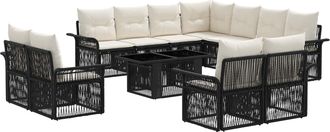 vidaXL Conjunto De Sof&aacute;s De Jard&iacute;n 12 Uds. Negro Y Blanco Crema Vidaxl