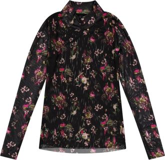 Ted Baker Dames Bloemen Hoge Hals Top (Zwart)