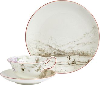 Wedgwood 3Pc Darwin Voyage Of The Beagle Brazil Teacup, Saucer & Plate Set