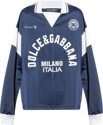 Dolce & Gabbana Grafische Print Longsleeve T-shirt - Heren - Polos - Blauw - M - Katoen - Tops