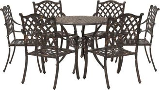 vidaXL Garden Dining Set 7 pcs Bronze 90 x 90 x 75 cm Cast Aluminium vidaXL