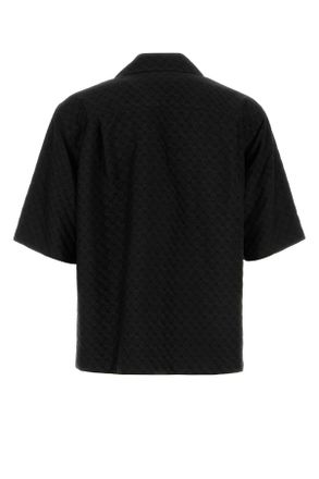 Alexander McQueen Mens Black Viscose Blend Shirt Blackblack Camp Collar Hawaiian Camicie