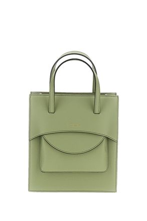 Hidesins Green Pocket M Leather Top Handle Bag