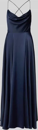 Vera Mont Abendkleid mit Wasserfall-Ausschnitt in Marine, Gr&ouml;&szlig;e 32