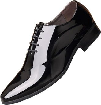 Generic Mens Pointed Toe Dress Shoes Breathable Formal Oxfords for Wedding Business and Casual Wear British Korean Style Fashion(Black,10.5)