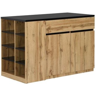 Vente-Unique Vente-unique - Isola centrale da cucina con vani portaoggetti Nero e Naturale - meili