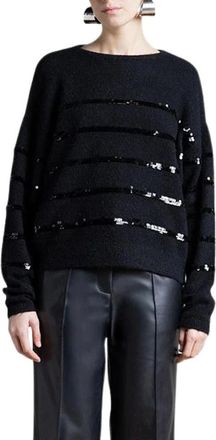 Kaos Maglione a girocollo con ricamo di paillettes - - Knitwear - Donna - Nero - S