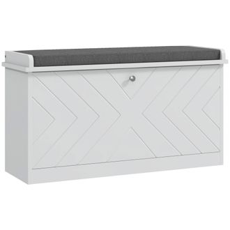 HOMCOM Homcom - Banco Zapatero Moderno Mueble Zapatero Con Banco De Madera Con Estantes Ajustables Y Coj&iacute;n Acolchado Para 8 Pares De Zapatos 80x26x48 Cm