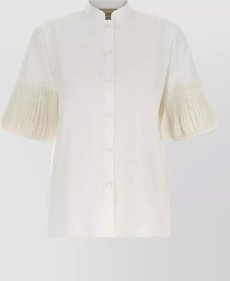 Valentino Garavani poplin shirt embroidered mandarin collar pleated sleeves