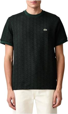 Lacoste T-shirt con Monogramma Jacquard - - Tops - Uomo - Verde - M